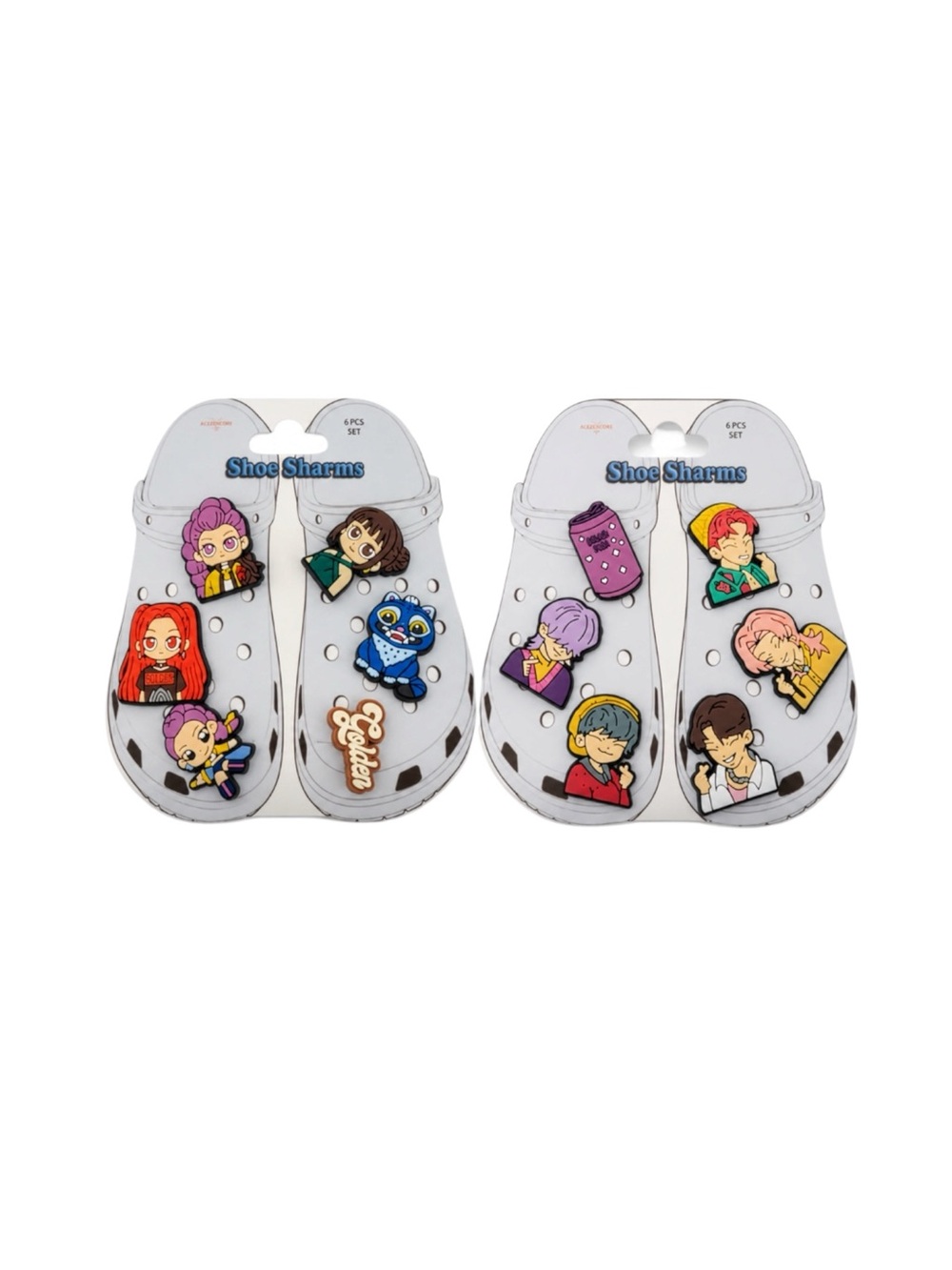 NWT Bundle of 2 Sets of K-Pop Demon Hunters Croc Charms Huntrix & Saja Boys